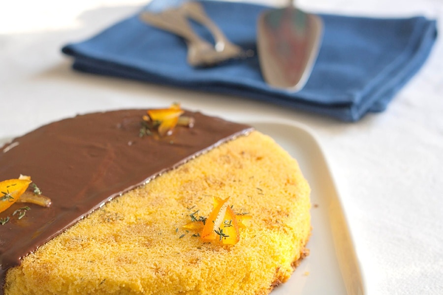 dolce alla farina gialla, olio extravergine, arancia